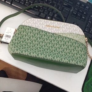 Michael Kors Two-Tone Green and Cream Crossbody Bag